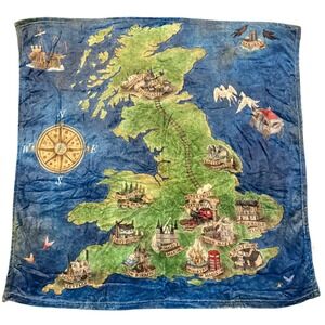 HARRY POTTER LitJoy Crate Wizarding World Map Flannel Throw Blanket 40x40 Blue